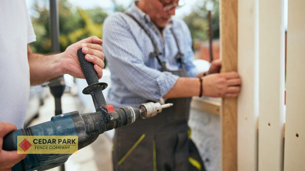 person installing fence